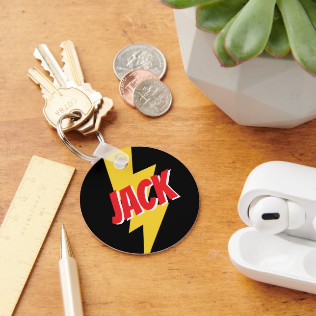 Yellow thunder bolt lightning flash logo custom keychain (Desk)