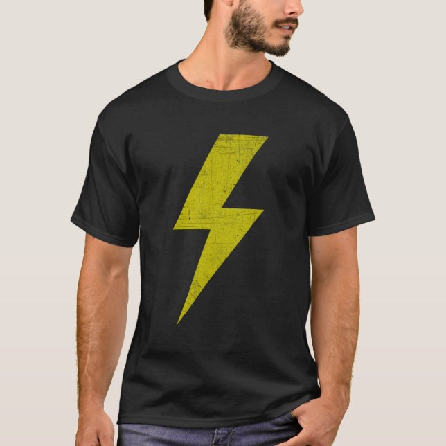 Yellow Thunderbolt Bolt Of Lightning Team T-Shirt (Front)
