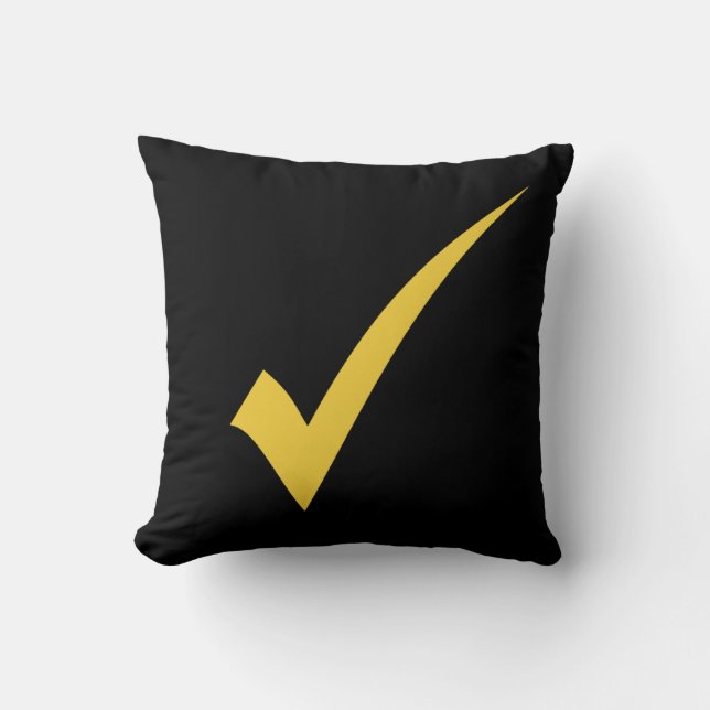 Yellow Tick Check Symbol Sign Mark Cushion (Front)