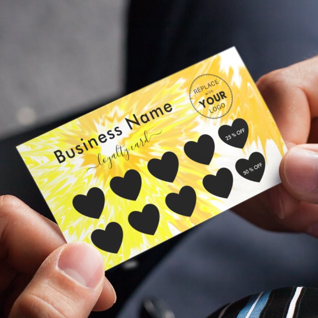 Yellow Tie Dye Add Logo Discount Minimal & Girly Loyalty Card (Creator Uploaded)