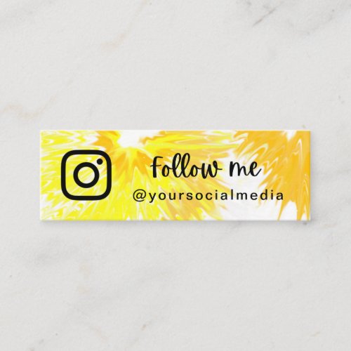 Yellow Tie Dye Follow Instagram Social QR Code  Mini Business Card