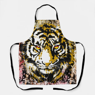 Yellow Tiger Apron Colorful Tiger Face