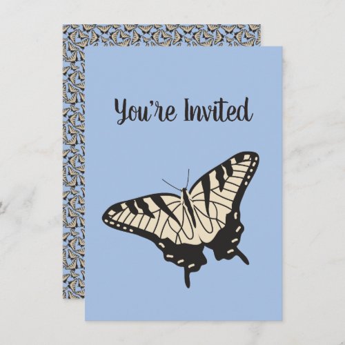 Yellow Tiger Swallowtail Butterfly Illustration Invitation