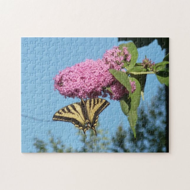 Yellow Tiger Swallowtail on Pink Butterfly Bush Fl Jigsaw Puzzle (Horizontal)
