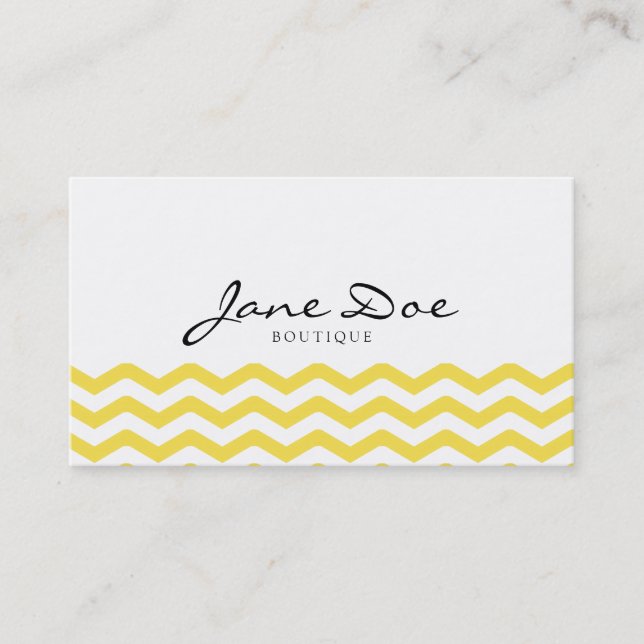 Yellow Tight Chevron Pattern Business Card (Front)