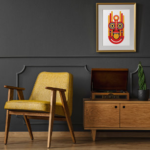 Yellow Tiki Mask Wood Wall Art