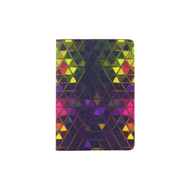 Yellow Tile Triangle Mosaic Geometric Rainbow Dig Passport Holder (Front)