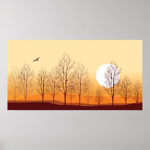 Yellow Tint Nature Landscape Sunset Poster