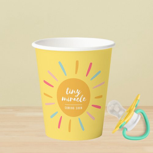 Yellow Tiny miracle coming soon Baby Shower Paper Cups