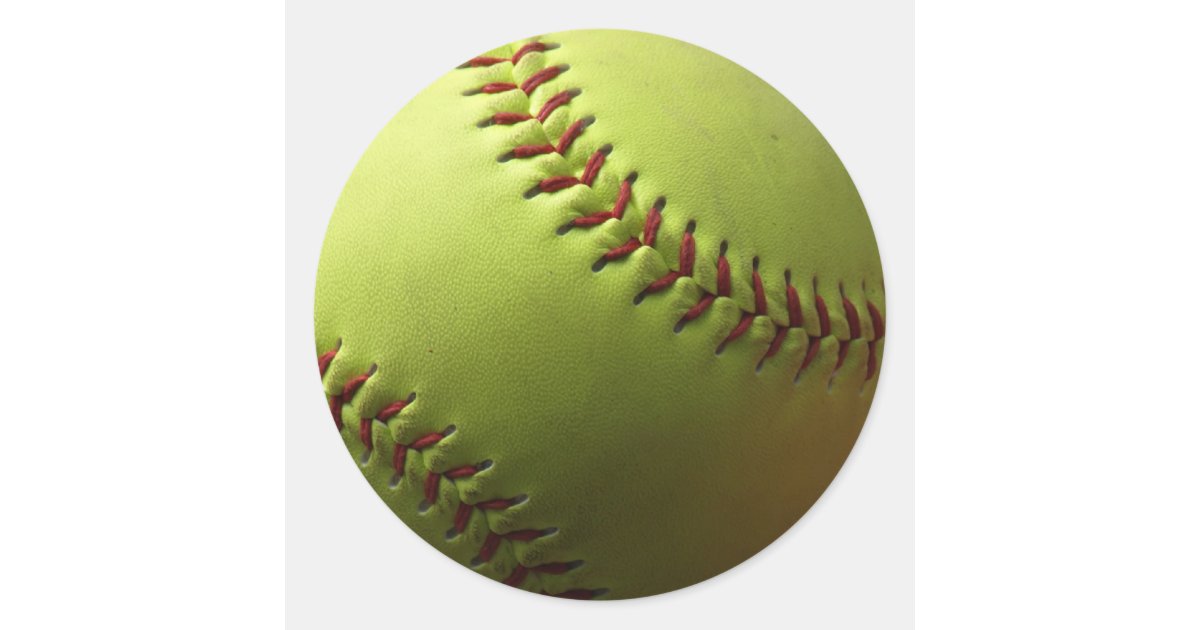 Yellow to Dark Softball Classic Round Sticker Zazzle