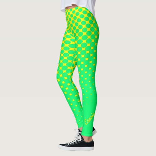 Yellow to Green Gradient Pattern Leggings