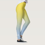 Yellow to Light Blue Gradient Elegant Monogram Leggings<br><div class="desc">Stylish yellow to light blue gradient features an elegant custom monogram in a white decorative font at the bottom of the right leg. Personalize it with your initial in the sidebar. Add a bright, modern accent to your wardrobe. To see the minimal ombré design on other items, click the "Rocklawn...</div>
