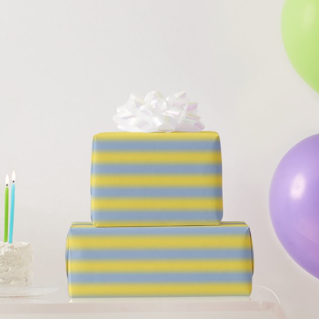 Yellow to Light Blue Gradient Soft Stripes Wrapping Paper (Party Gifts)
