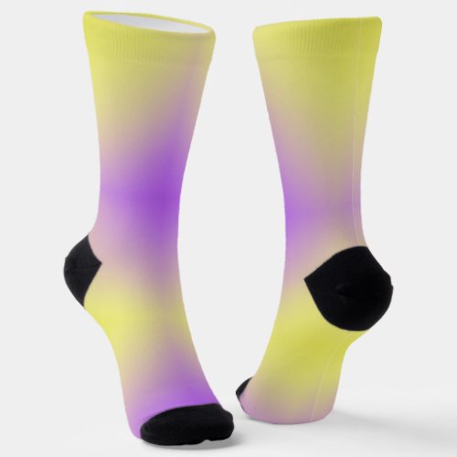 Yellow to Purple Diamond Pattern Gradient Socks