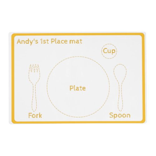 Yellow Toddler Place Setting Guide Placemat