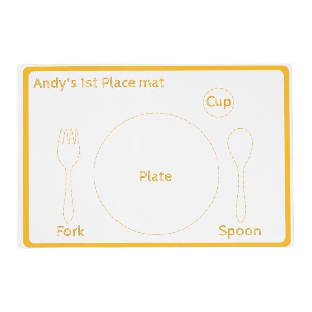 Yellow Toddler Place Setting Guide Placemat (Front)
