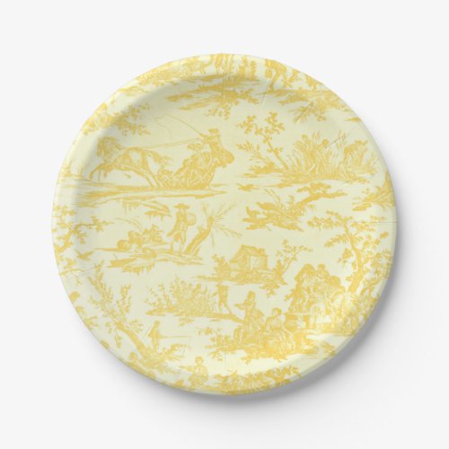 Yellow Toile Paper Plate