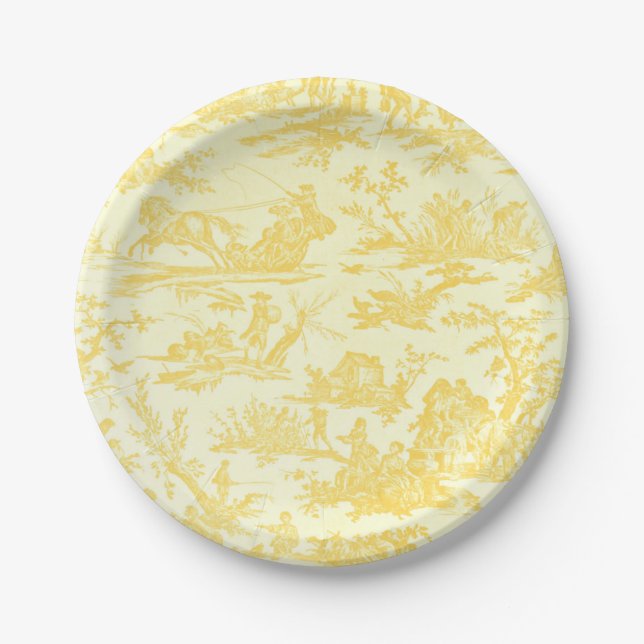 Yellow Toile Paper Plate (Front)
