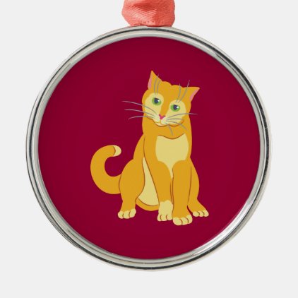 Yellow Tom Cat Metal Ornament