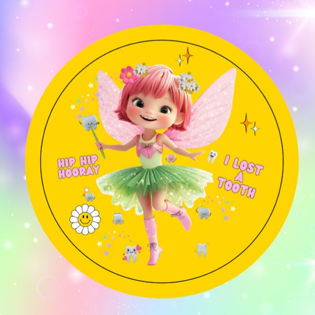 Yellow Tooth Fairy Sticker– Fairy Reward Sticker  (Cute I LOST A TOOTH Sticker)