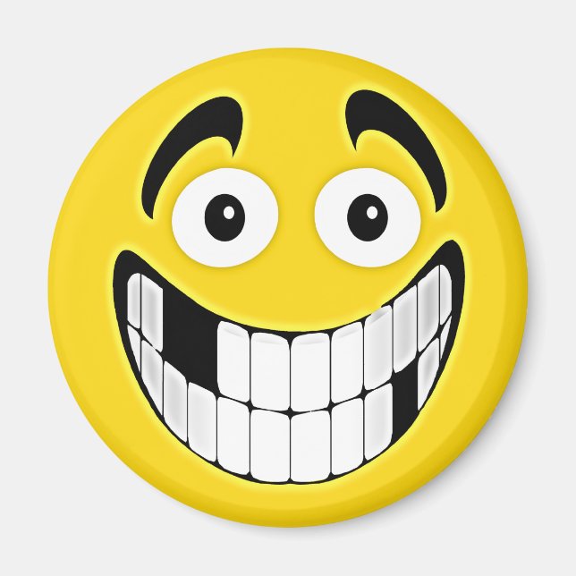 Yellow Toothless Grin Face Magnet (Front)