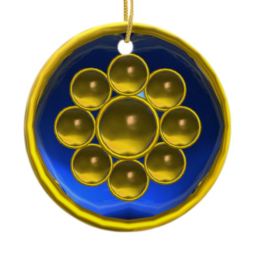 YELLOW TOPAZ,BLUE SAPPHIRE GEMSTONE MON CERAMIC ORNAMENT