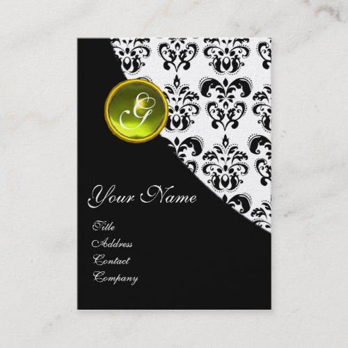 YELLOW TOPAZ DAMASK MONOGRAM BUSINESS CARD