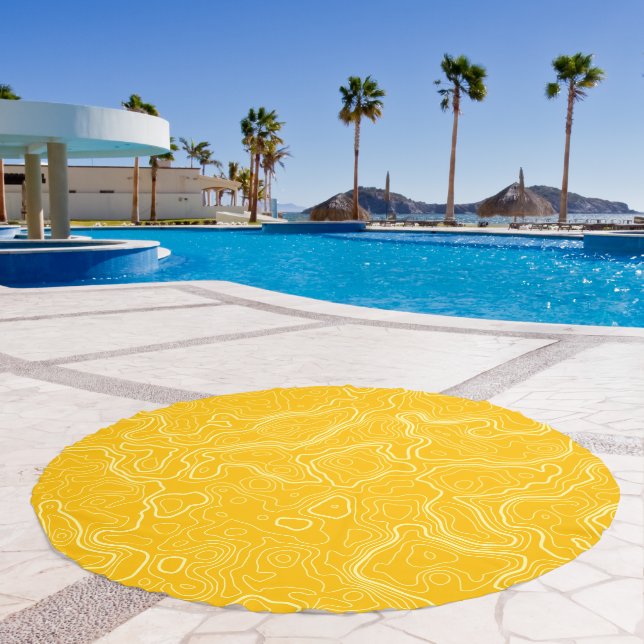 Yellow Topography Pattern Beach Towel (Pool)
