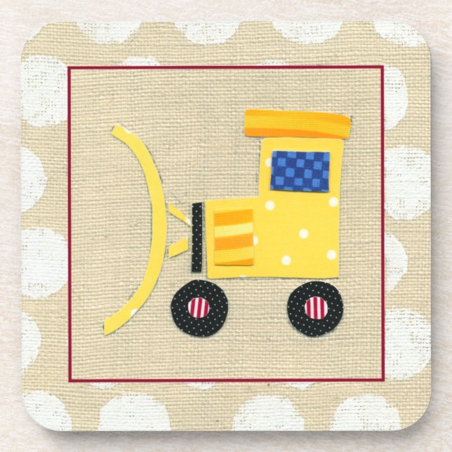 Yellow Toy Bulldozer Truck by Chariklia Zarris Drink Coaster (Front)
