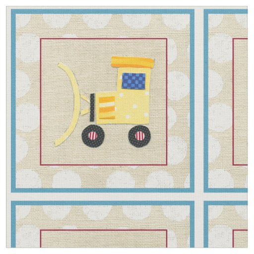 Yellow Toy Bulldozer Truck by Chariklia Zarris Fabric