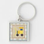 Yellow Toy Bulldozer Truck by Chariklia Zarris Keychain