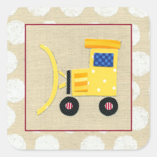 Yellow Toy Bulldozer Truck by Chariklia Zarris Square Sticker