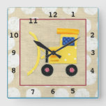 Yellow Toy Bulldozer Truck by Chariklia Zarris Square Wall Clock
