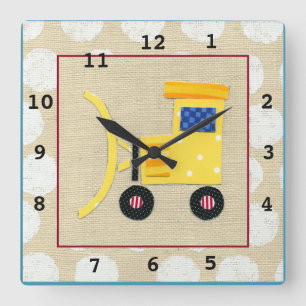 Yellow Toy Bulldozer Truck by Chariklia Zarris Square Wall Clock