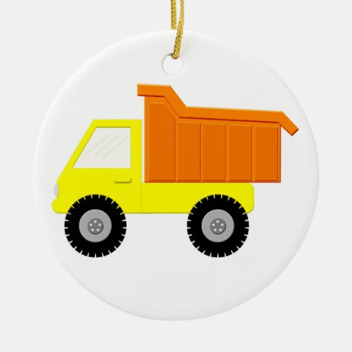 Yellow Toy Truck  Ceramic Ornament