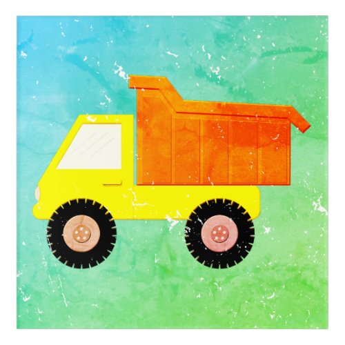 Yellow Toy Truck Distressed Acrylic Print