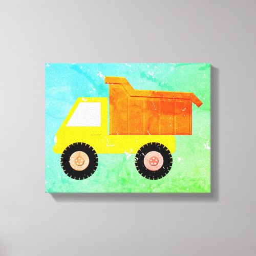 Yellow Toy Truck Distressed Canvas Print