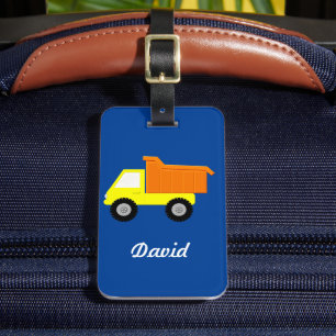 Yellow Toy Truck Editable Name Luggage Tag