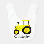 Yellow Tractor Design Just Add Name Baby Bib