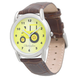 Yellow Tractor Design Personalised Watch
