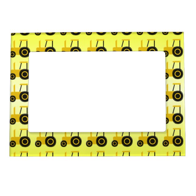 Yellow Tractor Magnetic Picture Frame (Front)