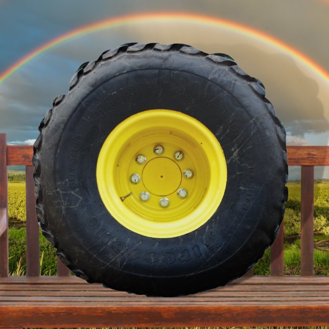 yellow tractor wheel tire round pillow (Creator Uploaded)