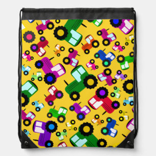 Yellow tractors drawstring bag