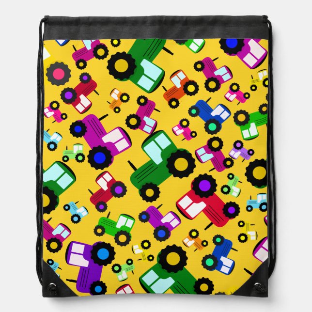 Yellow tractors drawstring bag (Front)