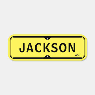 Yellow traditional custom street name metal sign