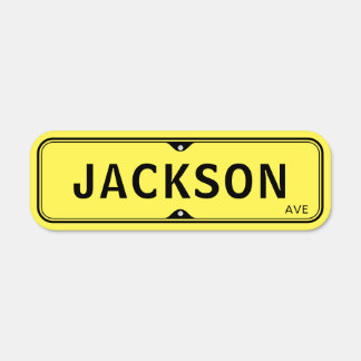 Yellow traditional custom street name metal sign