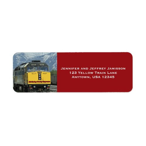 Yellow Train Engine Birthday Red Return Address Label