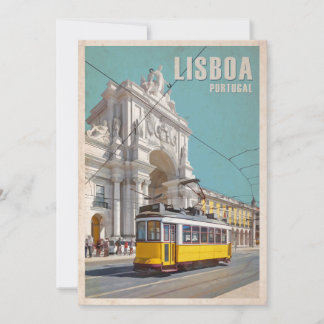 Yellow Tram, Augusta Street Arch. Lisbon, Portugal Thank You Card