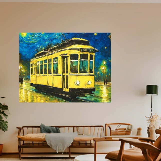 yellow tram on a starry  night -Budapest Canvas Print (Creator Uploaded)