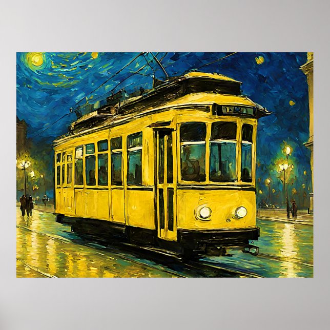 yellow tram on a starry  night -Budapest Poster (Front)
